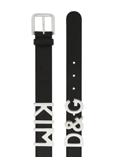Dolce & Gabbana Kim Dolce&gabbana Calfskin Belt With Lettering