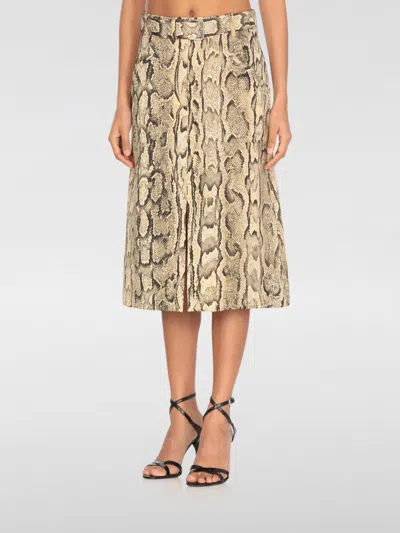 Dries Van Noten Sheraz Viscose And Cotton Skirt With Reptile Print In Brown