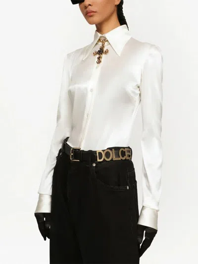 Dolce & Gabbana Cintura Con Placca Logo In Black