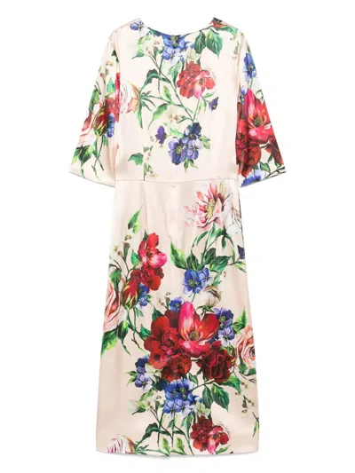 Dolce & Gabbana Midi Dress With Floral Print In Multi