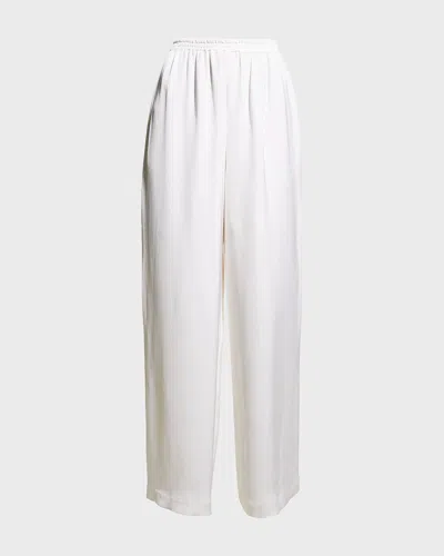 Eskandar Flared Midweight Crepe Trousers In White