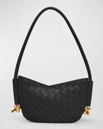 Bottega Veneta Women Black Nappa Leather Mini Solstice Shoulder Bag