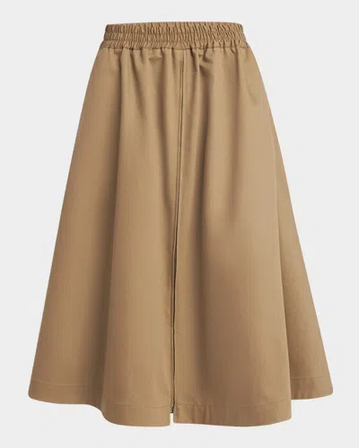 Golden Goose Flared Skirt With Zip In Light Brown In Neutral