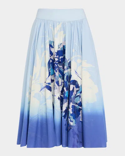 Kobi Halperin Selwyn Ombre Sequin Floral-print Midi Skirt