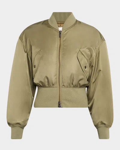 Saint Laurent Shell Bomber Jacket In Green