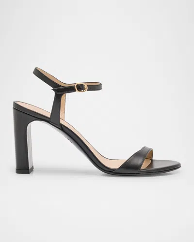 Stuart Weitzman Babette Patent Leather Ankle-strap Sandals In Black
