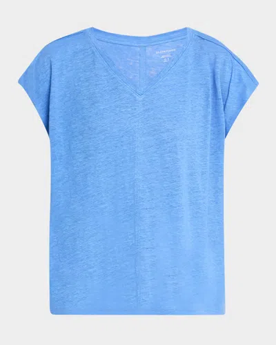 Eileen Fisher Organic Linen Jersey V-neck Tee In Bellflower In Blue