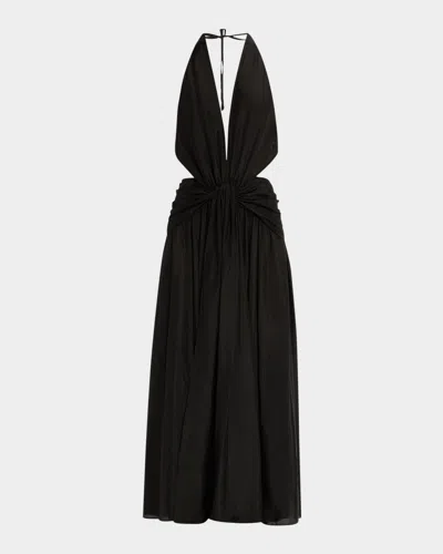 Zimmermann Rhiannon Plunge Halter Maxi Black