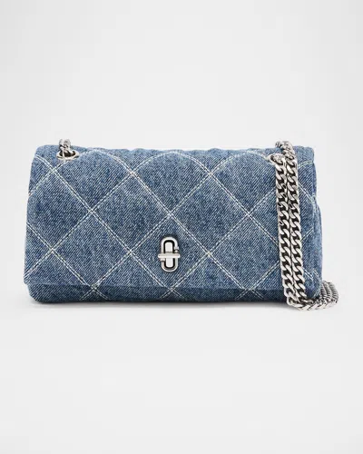 Marc Jacobs Mini Quilted Denim Dual Chain Shoulder Bag In Blue