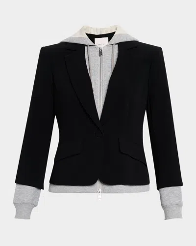 Cinq À Sept Zip Up Le Petit Khloe Blazer Black/heather Grey