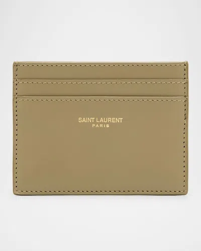Saint Laurent Ysl Monogram Card Case In Quilted Smooth Leather