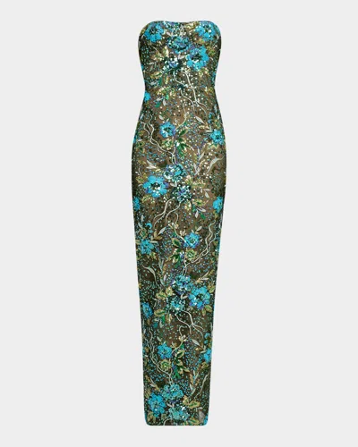 Bronx And Banco Dahlia Strapless Floral Sequin Column Gown