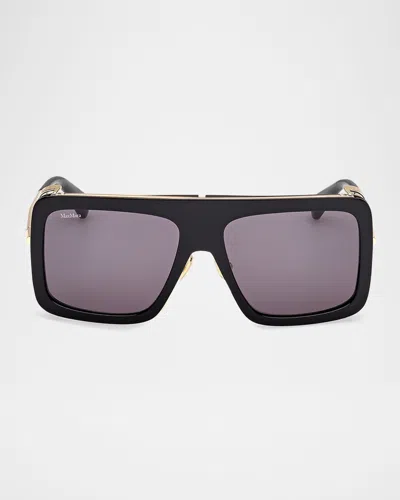 Max Mara Jean Acetate Rectangular Sunglasses In Purple