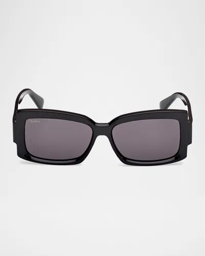 Max Mara Lee-3 Acetate Rectangular Sunglasses In Black
