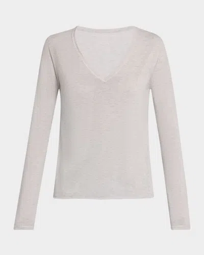 Majestic Machine Washable Cashmere V-neck Pullover In Gray