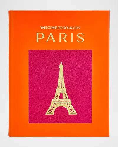 Graphic Image Trope Paris Leather Bound Book In Orange