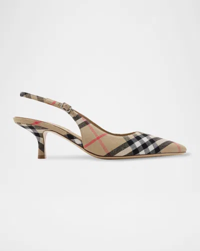 Burberry Women Dame Decollete With Check Motif In Neutral