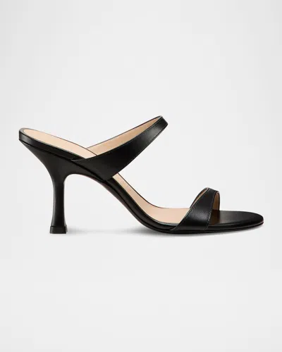 Stuart Weitzman Nudist Patent Leather Dual-strap Sandals In Black