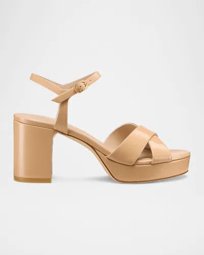 Stuart Weitzman Dayna Patent Crisscross Platform Sandals