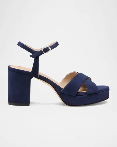 Stuart Weitzman Dayna Suede Crisscross Platform Sandals