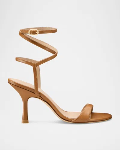 Stuart Weitzman Nudist Leather Ankle-wrap Sandals In Brown