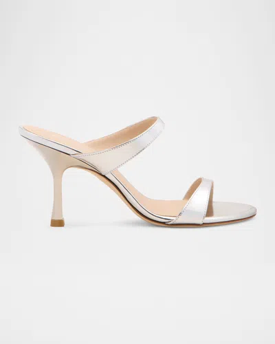 Stuart Weitzman Nudist Metallic Leather Slide Sandals