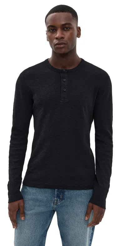 Reigning Champ 1x1 Slub Slim Henley Black