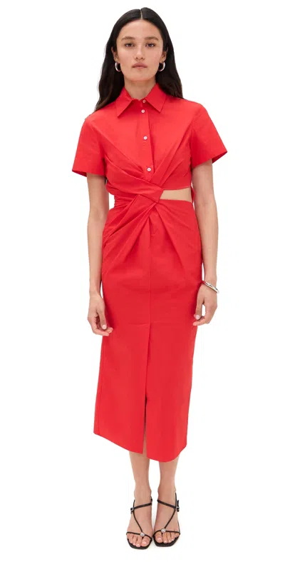 Msgm Jacquard Insert Pleat Knee Length Skirt In Multicolor Polyester