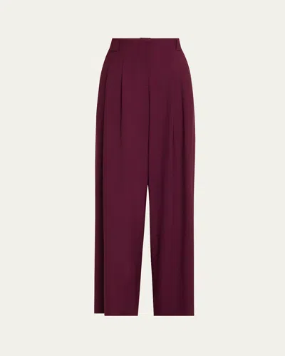 Lafayette 148 Stretch Wool Pleated Wide Leg Pant In Purple