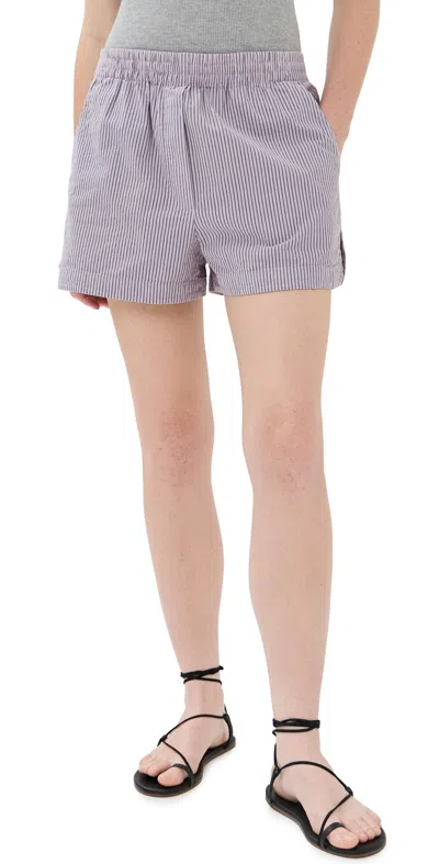Tibi Garment Dyed Seersucker Pull On Shorts Mauve Multi