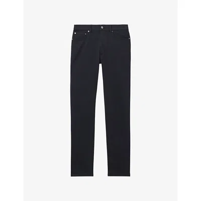 Reiss Mens Navy Canterbury Slim-fit Stretch-cotton Trousers