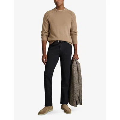 Reiss Mens Navy Canterbury Slim-fit Stretch-cotton Trousers