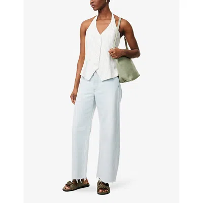 Agolde Womens Flourish (pale Vint Ind) Low Curve Fray-hem Denim Jeans