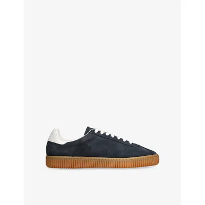 Jak Mens Navy Flow Suede Low-top Trainers Eur 44 / 10 Uk In Blue