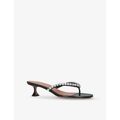 Amina Muaddi Sabot Infradito Gigi In Pelle Nera  Donna