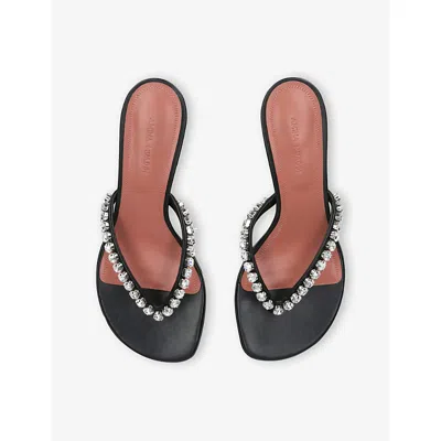 Amina Muaddi Sabot Infradito Gigi In Pelle Nera  Donna