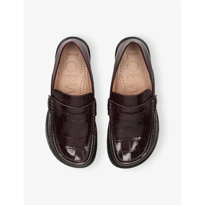 Loewe Campo Loafers In Croc-embossed Leather In Brown