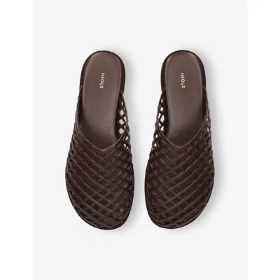 Neous Leather Woven Atik Slides In Brown