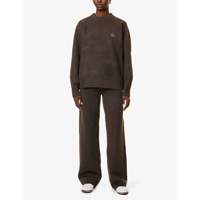 The Couture Club Womens Brown Relaxed-fit Embroidered-branding Knit Jumper Xs