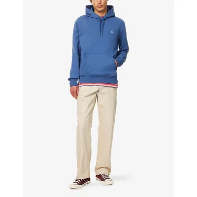 Polo Ralph Lauren Mens Earth Blue Double Knit Tech Cotton-blend Hoody