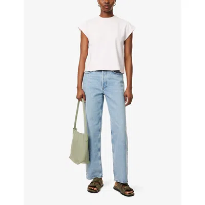 Agolde Blue Jeans With Wide Leg And Logo Patch On The Rear