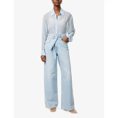 Agolde Womens Spark (lt Ind Vint) Vana Fold Wide-leg Denim Jeans