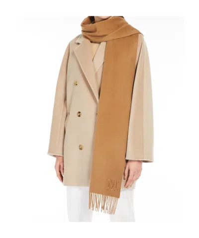 Max Mara Monogram Embroidered Cashmere Stole In Brown