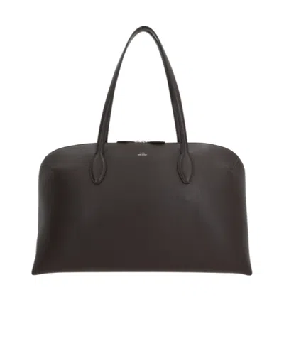 Totême Leather Handbag With Engraved Logo On The Front In Brown