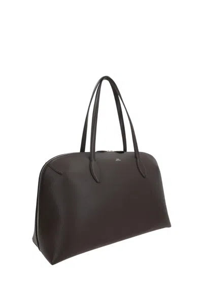 Totême Leather Handbag With Engraved Logo On The Front In Brown