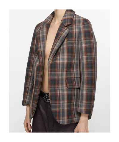 Acne Studios Checked Blazer In Gray