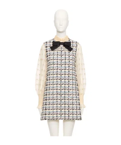 Valentino Garavani Embroidered Tweed Dress In Multi