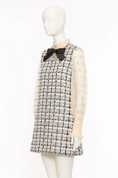 Valentino Garavani Embroidered Tweed Dress In Multi