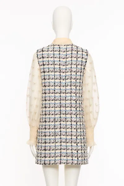 Valentino Garavani Embroidered Tweed Dress In Multi