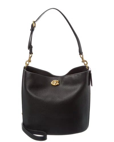 Coach Willow Soft Leather Bucket Bag In Brass/black